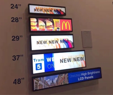 DC 12V Stretched Bar LCD Wall Mounted Digital Signage 29 Inch Plug To Play