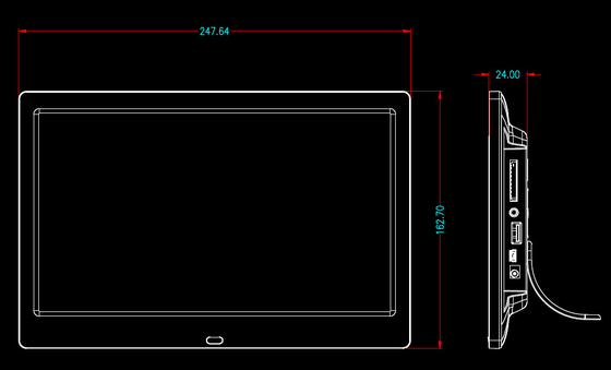 10 Inch HD IPS Screen Portable Digital Picture Frame 250-300cd/m2 Brightness