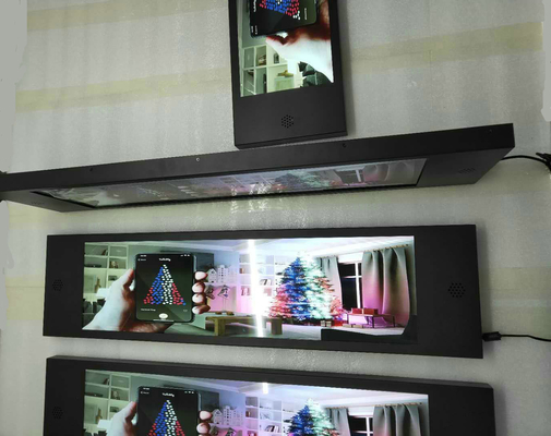 Bar Type Stretched LCD Signage Stand Alone Plug To Play Wall Mounted 29 Inch