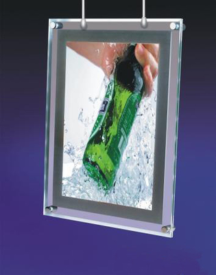 Hanging Transparent Acrylic Photo Frames Plastic Brochure Holders With Led Light