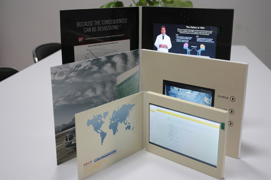 White 7 Inch Battery Operated Promotional Video Card With 128MB-8GB Flash Memory Card