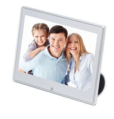 White 10.1 Inch Metal Battery Operated Digital Photo Frame Supports Video Loop Play