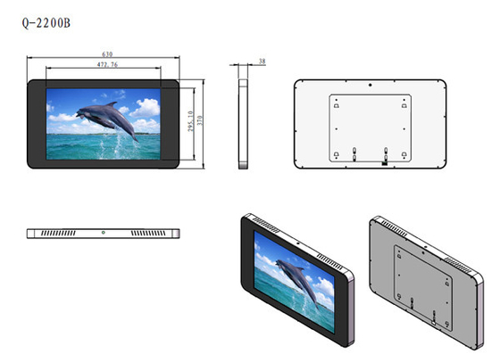 Indoor Restaurant 22 Inch Wall Mounted Digital Signage With Temper Glass