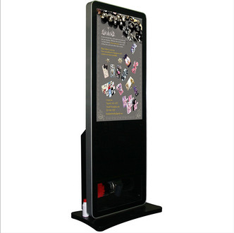 Black Floor Standing LCD Advertising Player , Library Web Based Digital Signage