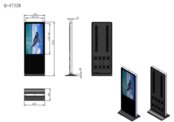 Bank / Airport Floor Standing LCD Advertising Player With 8ms Responsive Time