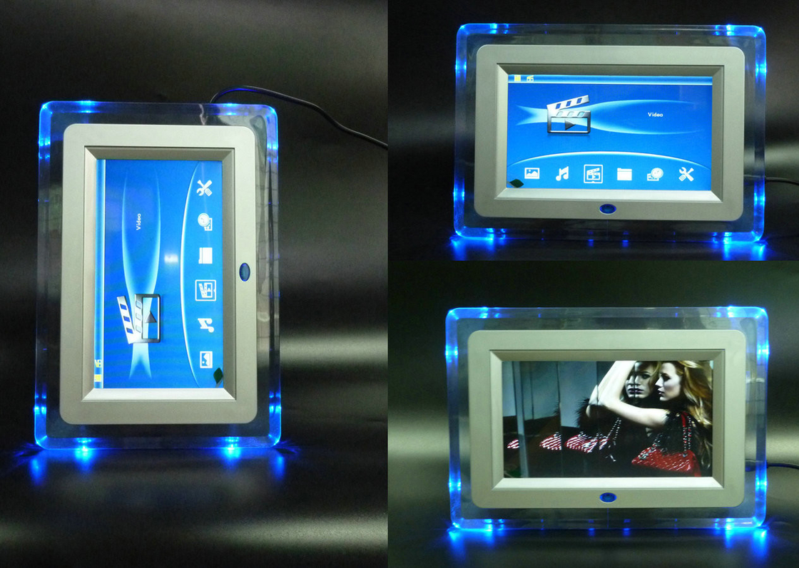 1024x600p Resolution LCD Digital Photo Frame Transparent Acrylic For Decoration